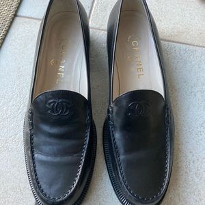 Chanel CC leather loafers 9 Black